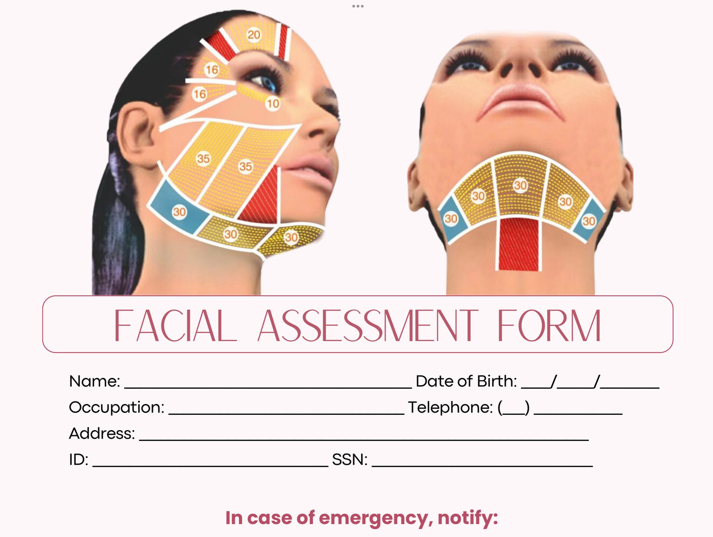 FREE DOCUMENT -ANTI-WRINKLE APPLICATION FORM & FACIAL ASSESSMENT . EDIT THEM ACCORDINGLY