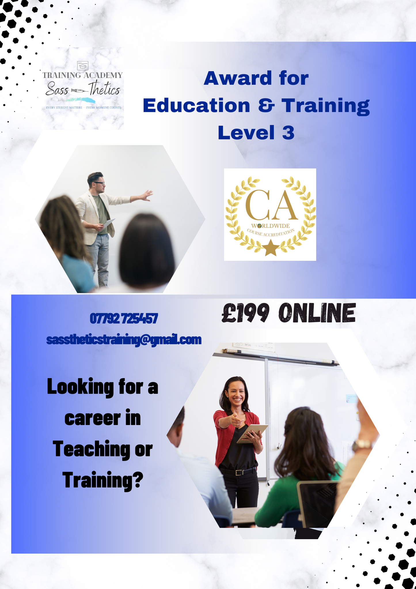 AET LEVEL 3 online training Course (AWARD IN EDUCATION AND TRAINING)🌟. Contact us to arrange dates
