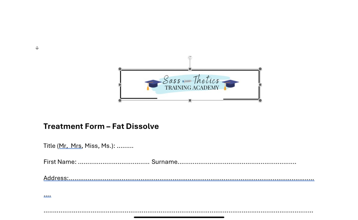 FREE DOCUMENT. FAT DISSOLVING CONSENT FORM .EDIT THEM ACCORDINGLY