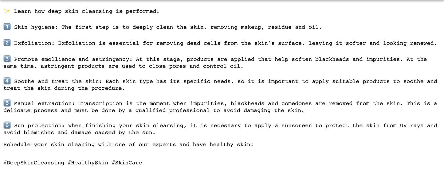 FREE DOCUMENT -WRITTEN DESCRIPTIONS OF TREATMENTS , INCUDING HASHTAGS .EDIT THEM ACCORDINGLY
