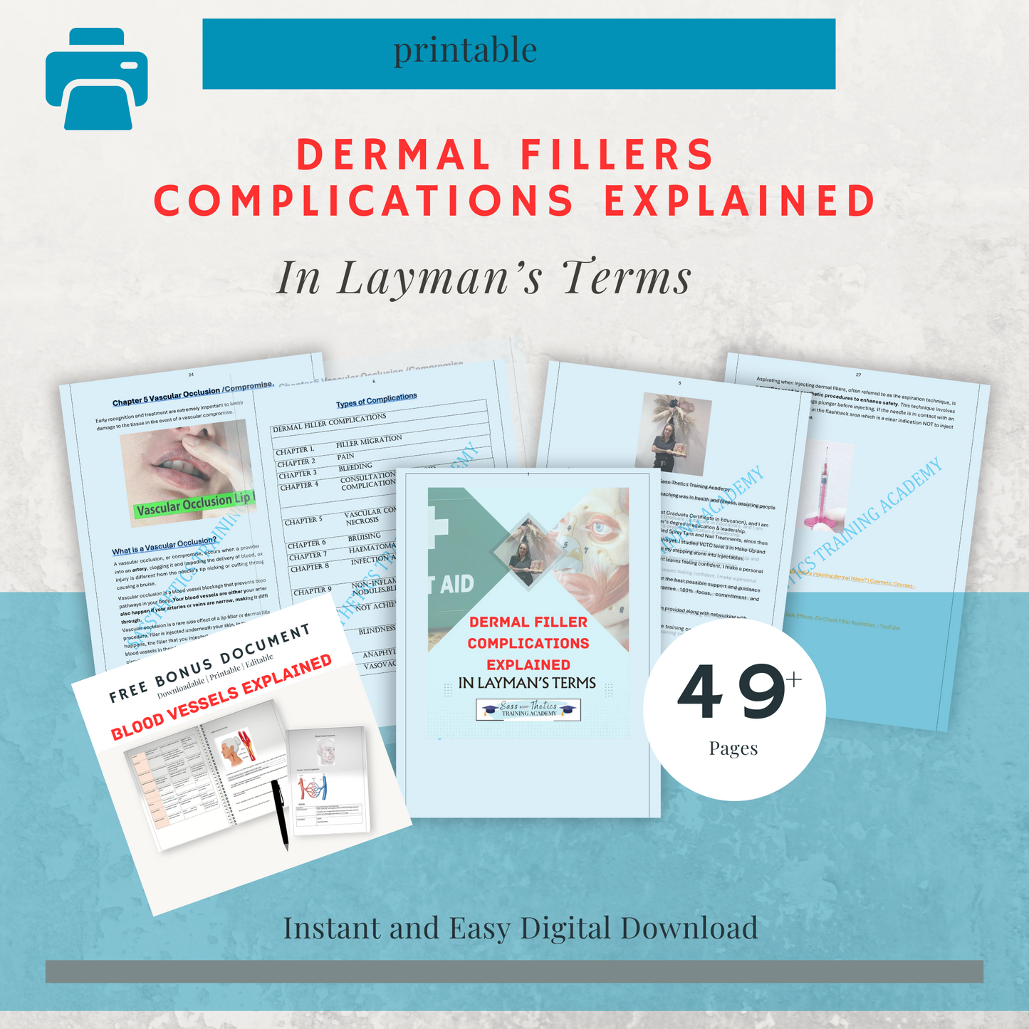 IMMEDIATE DOWNLOAD . Dermal Filler Complications -EXPLAINED IN LAYMAN'S TERMS . 48 Page Manual written in easy to undestand context .