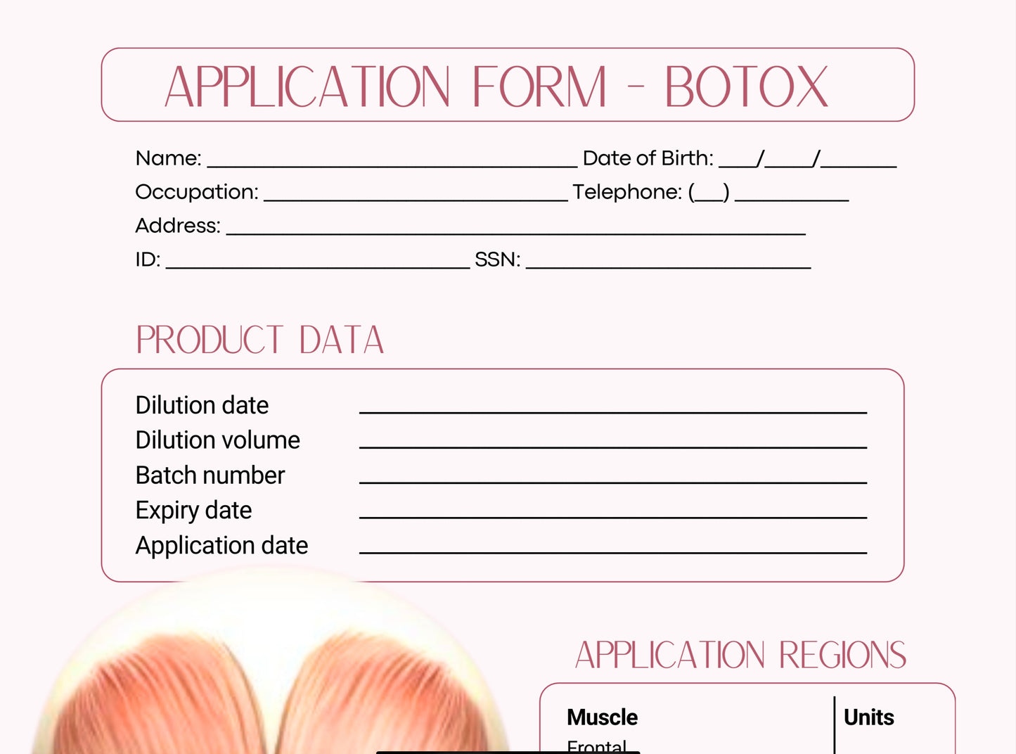 FREE DOCUMENT -ANTI-WRINKLE APPLICATION FORM & FACIAL ASSESSMENT . EDIT THEM ACCORDINGLY
