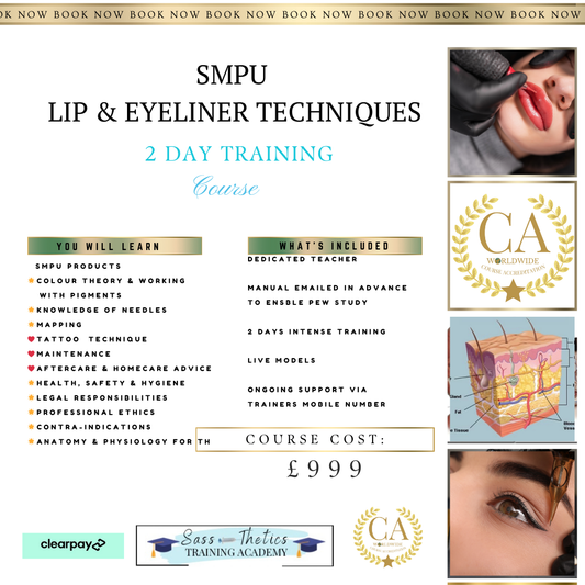🌟SPMU LIP Training course 🌟2 days .                                                                                              2025 DATES TBC. Pay 50% today and the remainder on your training day .includes kit🌟🌟