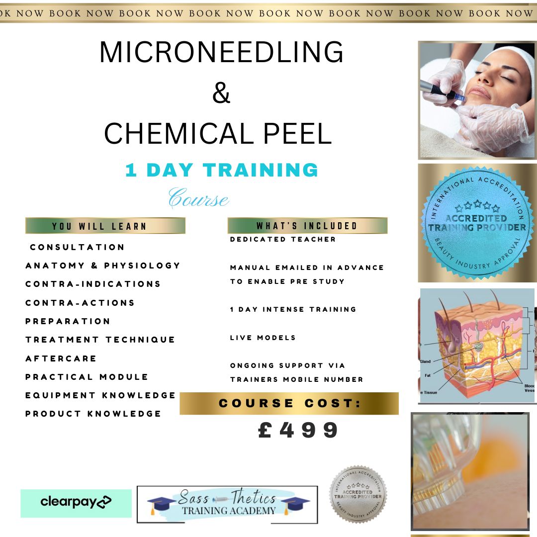 Microneedling  & Chemical Peel Training Course Wednesday 15th October 2025 -£499.pay 50% at time of booking, the rest on your training day.