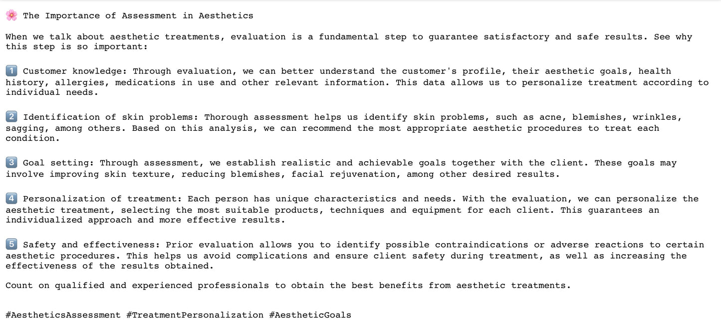 FREE DOCUMENT -WRITTEN DESCRIPTIONS OF TREATMENTS , INCUDING HASHTAGS .EDIT THEM ACCORDINGLY