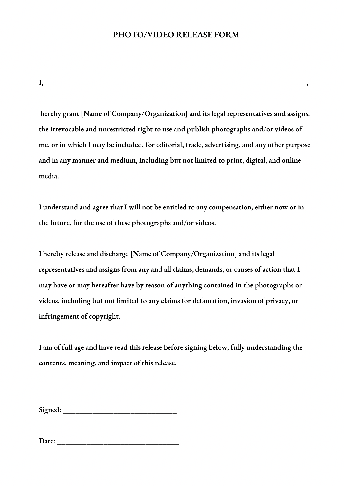 FREE DOCUMENT -PHOTO /VIDEO RELEASE FORM   for practitioners .