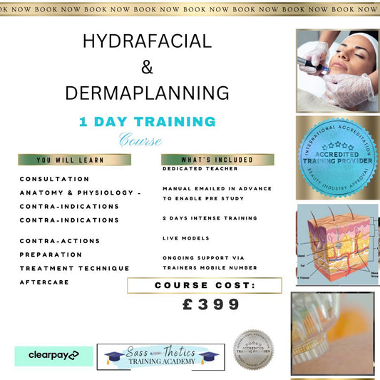 Dermaplaning  and Hydro Facial  Training Course £399. Thursday 27th November  2025. Pay 50% at time of booking, and the remainder on your training day.