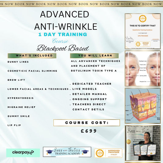Advanced Botox training course , advanced anti wrinkle training course , advanced botulinum toxin training bunny line Botox training , Botox training , Botox training Blackpool , Botox training north-west 