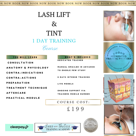 Lash lift & tint Training Course  Tuesday 23rd September 2025  pay £99 today , the remainder on the day of your course