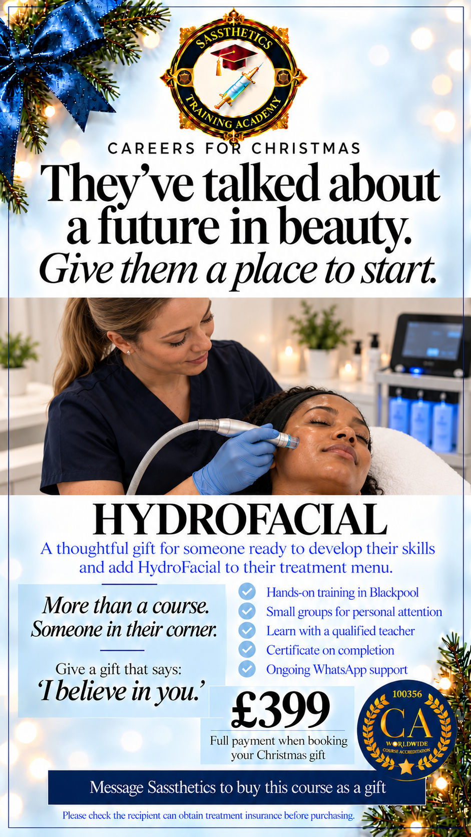 Career for Christmas Voucher -Hydro Facial & Dermaplanning